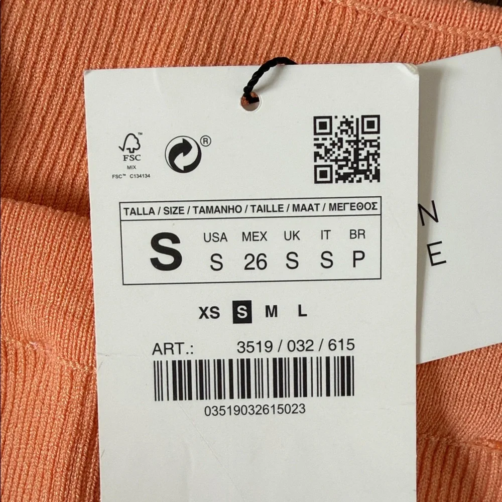 Zara Women's Peach Ribbed Crop Top - Picture 5 of 5